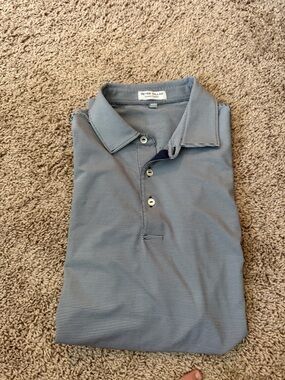 Peter Millar Navy and White Striped Polo